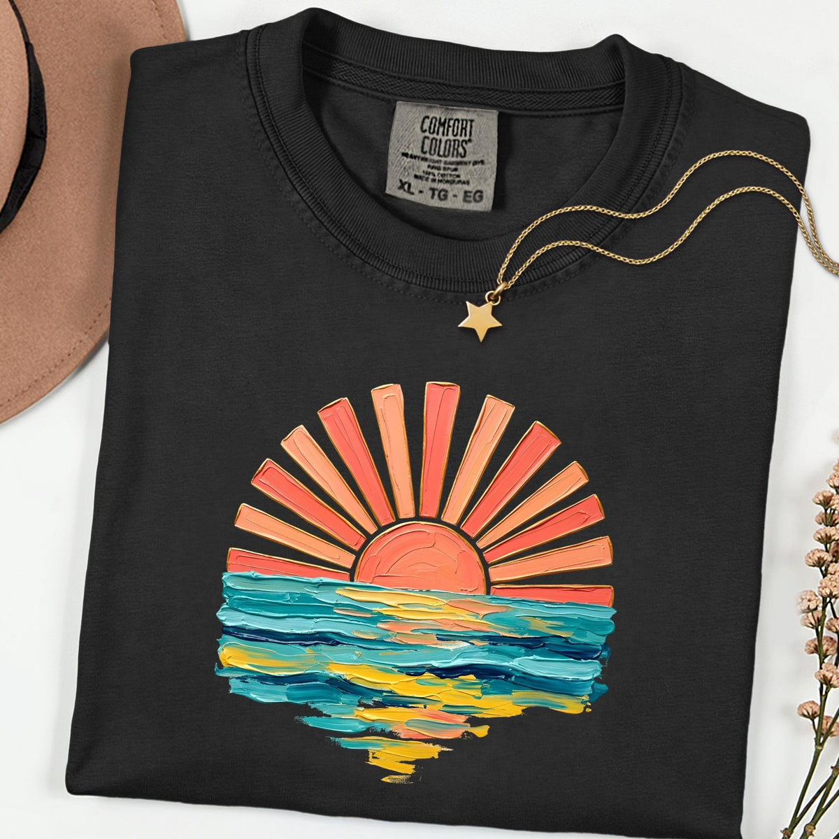 Comfort Colors® Watercolor Sun T-Shirt, Summer Shirt, Gift For Women, Beach Shirt, Summer Women Shirt