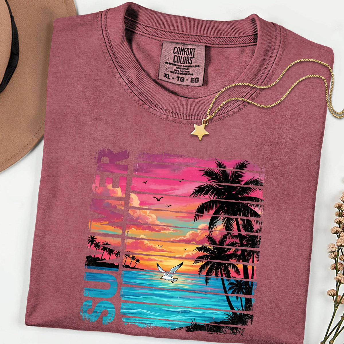 Comfort Colors® Summer Beach T-Shirt, Palm Shirt, Gift For Women, Beach Shirt, Summer Women Shirt