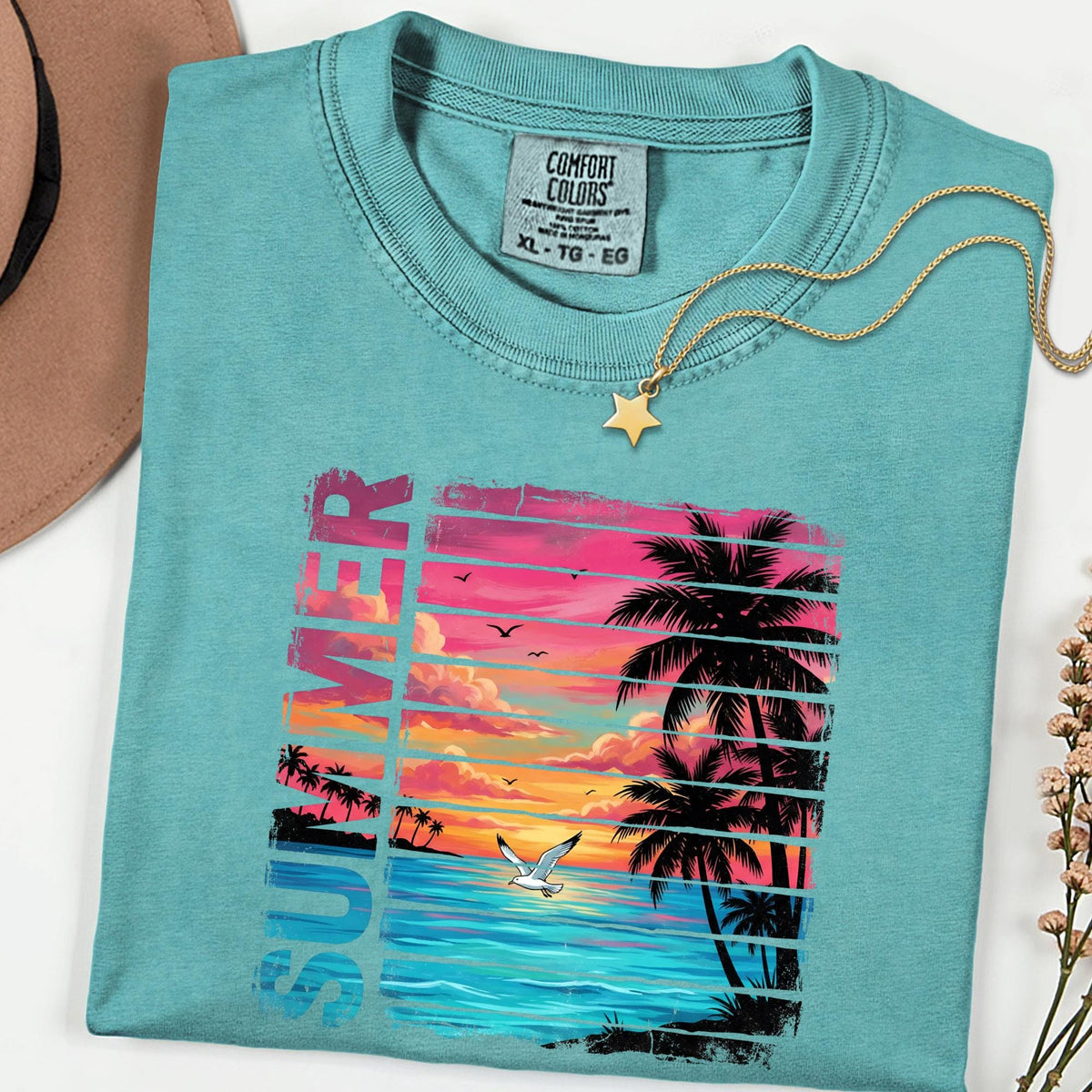 Comfort Colors® Summer Beach T-Shirt, Palm Shirt, Gift For Women, Beach Shirt, Summer Women Shirt