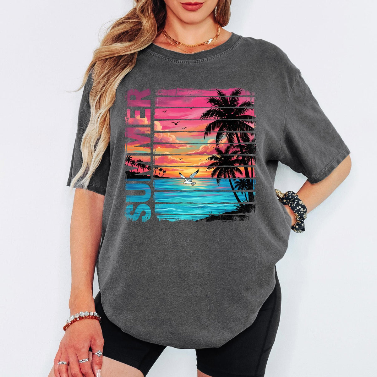 Comfort Colors® Summer Beach T-Shirt, Palm Shirt, Gift For Women, Beach Shirt, Summer Women Shirt