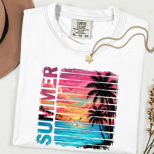Comfort Colors® Summer Beach T-Shirt, Palm Shirt, Gift For Women, Beach Shirt, Summer Women Shirt