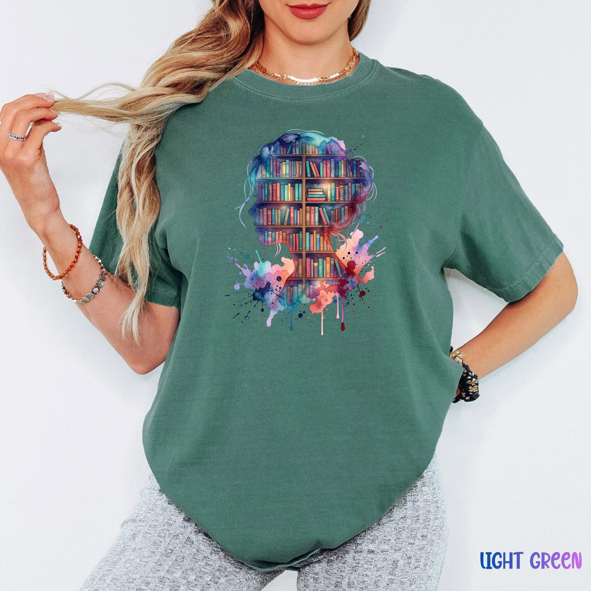 Book Lover  Comfort Colors® Shirt, Watercolor Library Graphic Tee, Reading Girl Tshirt, Bookish Aesthetic Shirt, Reader Gift for Her