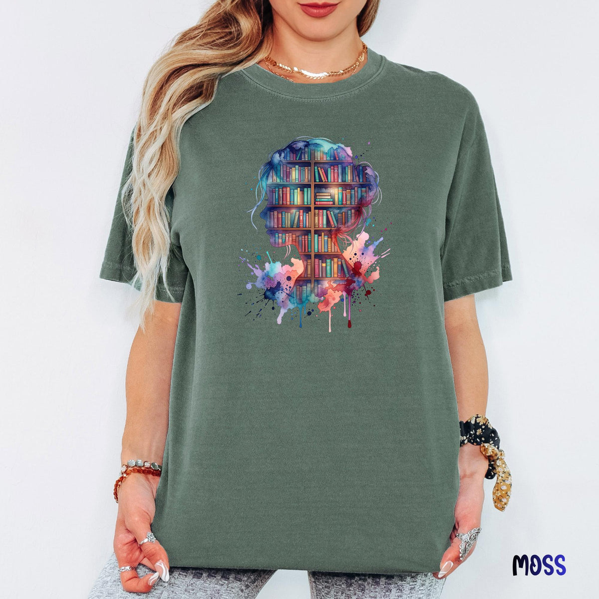 Book Lover  Comfort Colors® Shirt, Watercolor Library Graphic Tee, Reading Girl Tshirt, Bookish Aesthetic Shirt, Reader Gift for Her