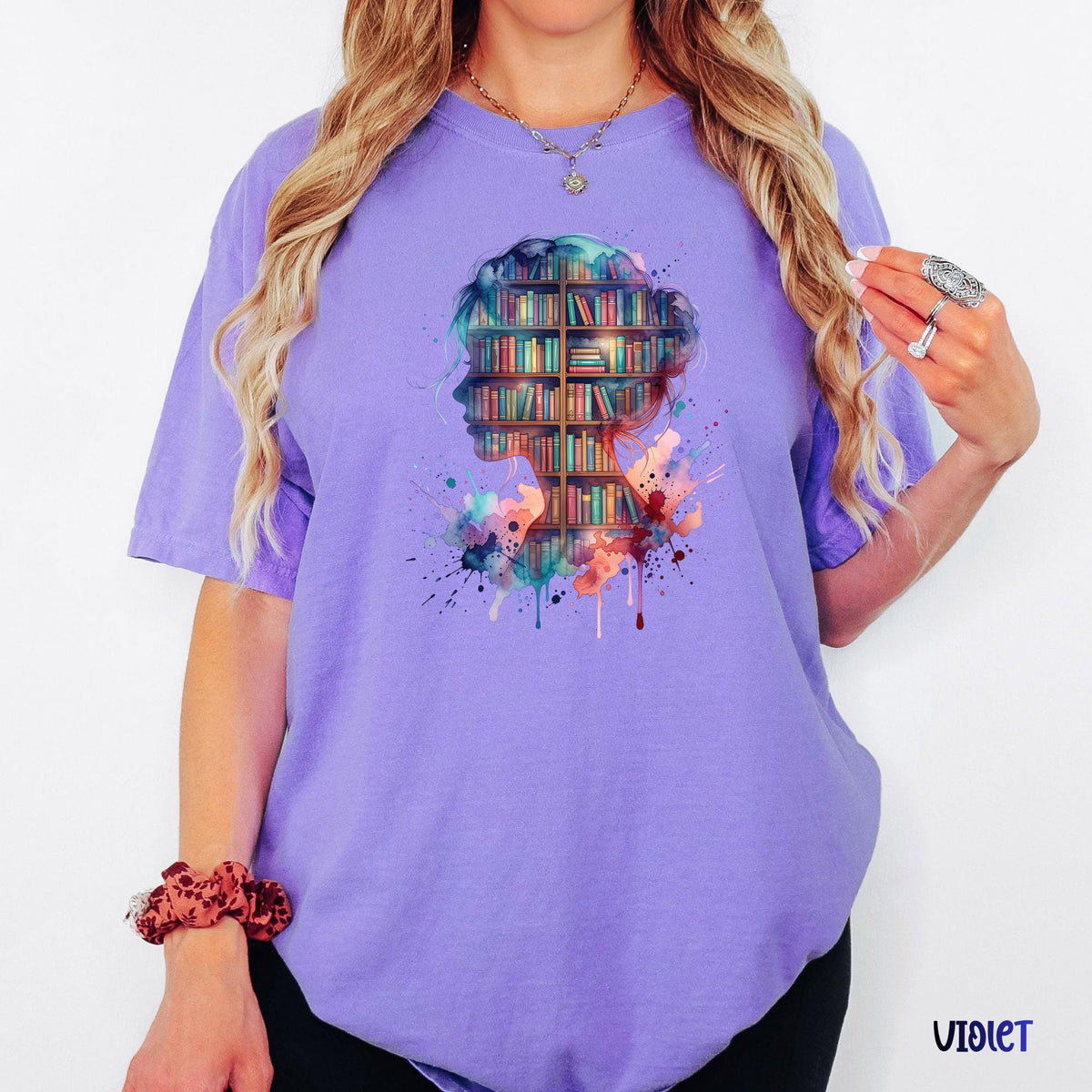 Book Lover  Comfort Colors® Shirt, Watercolor Library Graphic Tee, Reading Girl Tshirt, Bookish Aesthetic Shirt, Reader Gift for Her
