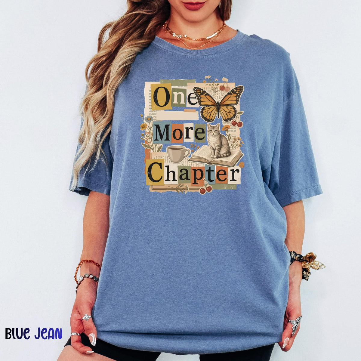 One More Chapter Comfort Colors Shirt, Book Lover Tee, Reading Cat Shirt, Cozy Reader Graphic Tee, Bookish Gift for Her