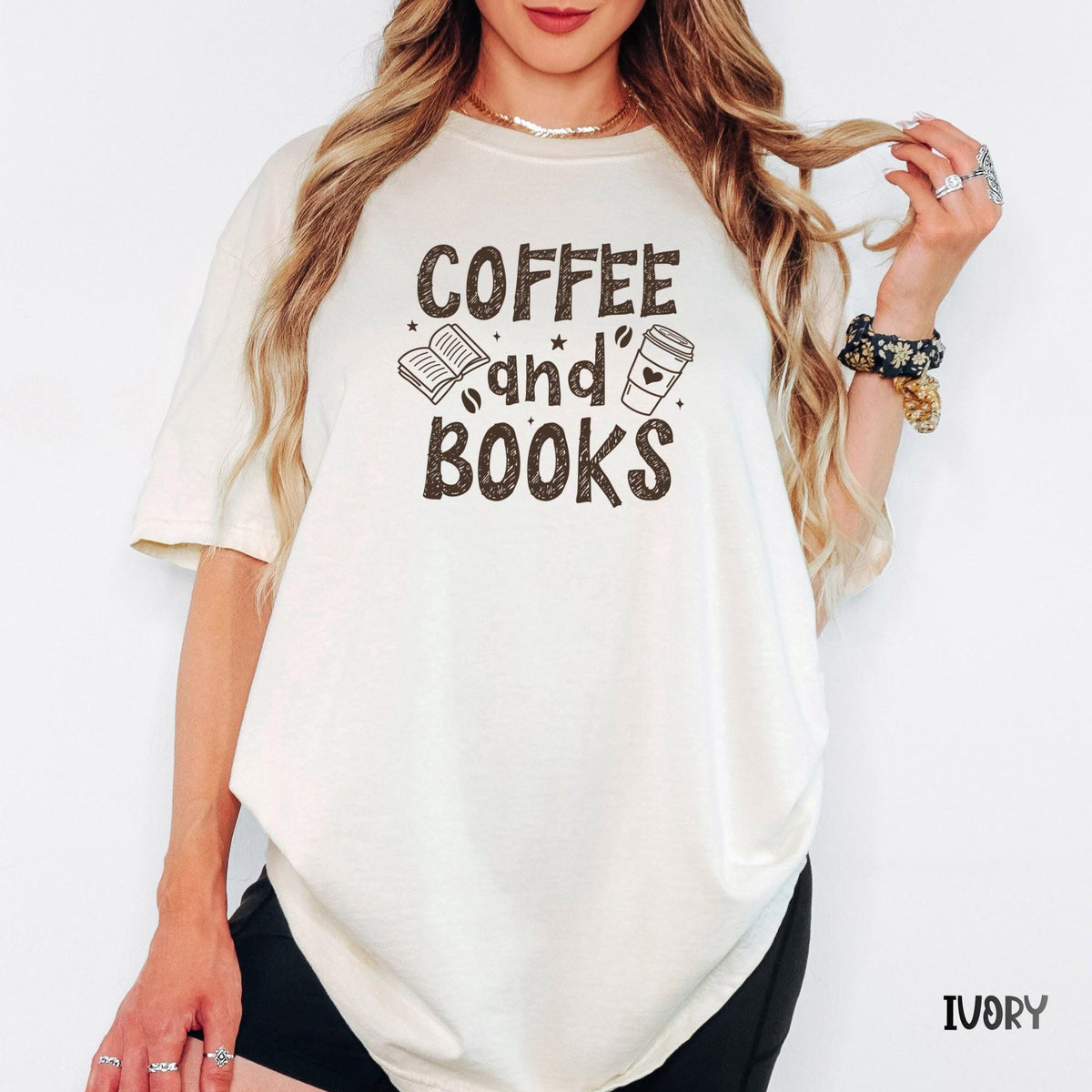 Coffee and Books Comfort Colors® Shirt, Cozy Reader Tee, Retro Book Club Tshirt, Cute Librarian Gift, Bookworm Shirt