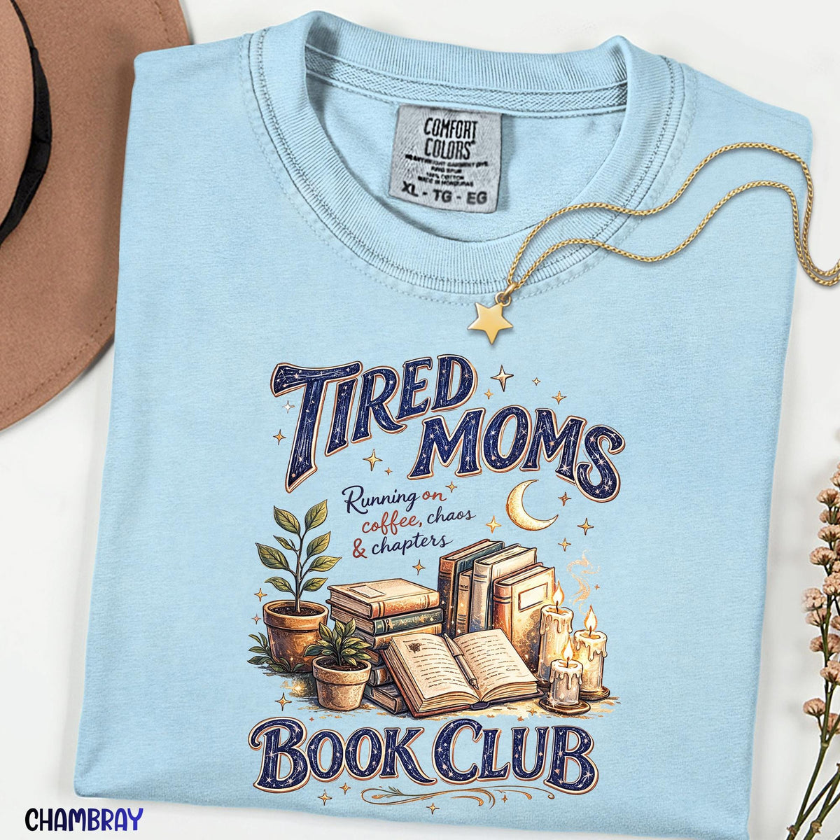 Tired Moms Book Club Shirt, Comfort Colors® Book Lover Graphic Tee, Funny Mom Life Retro Doodle T-Shirt, Bookworm Gift, Mom Humor Shirt