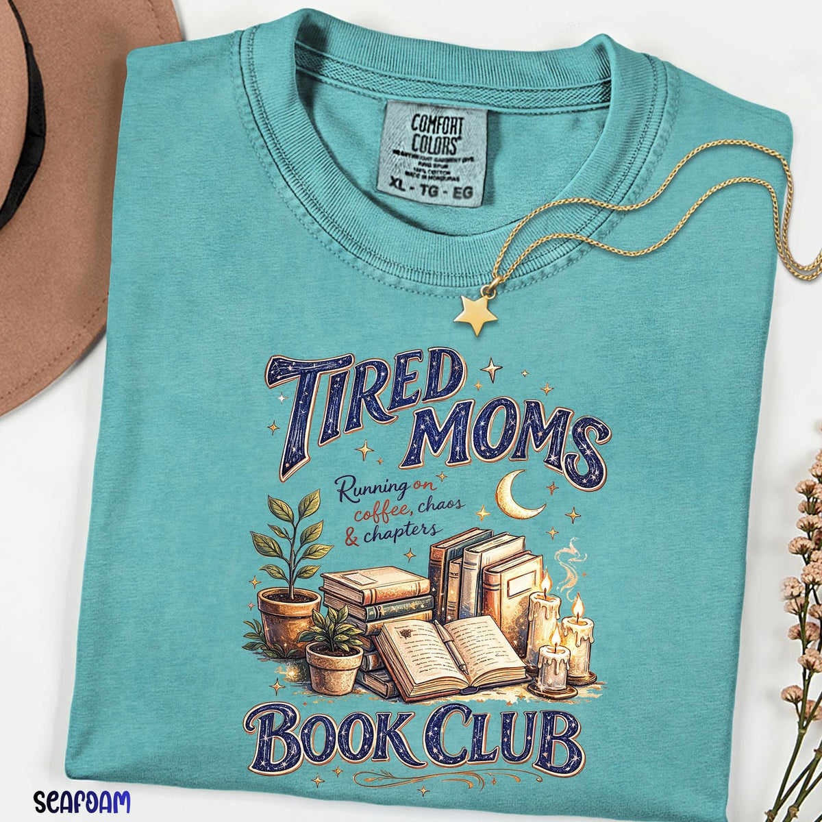Tired Moms Book Club Shirt, Comfort Colors® Book Lover Graphic Tee, Funny Mom Life Retro Doodle T-Shirt, Bookworm Gift, Mom Humor Shirt