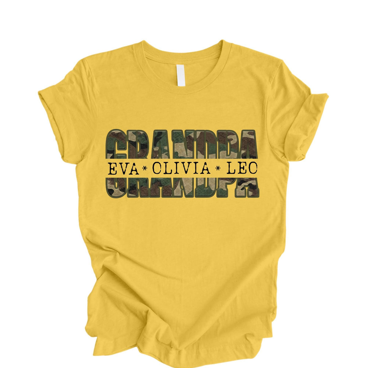Custom Camo Grandpa Shirt, Personalized Papa Shirt with Grandkids Names, Father’s Day Gift for Grandpa, Camouflage Grandpa Tee