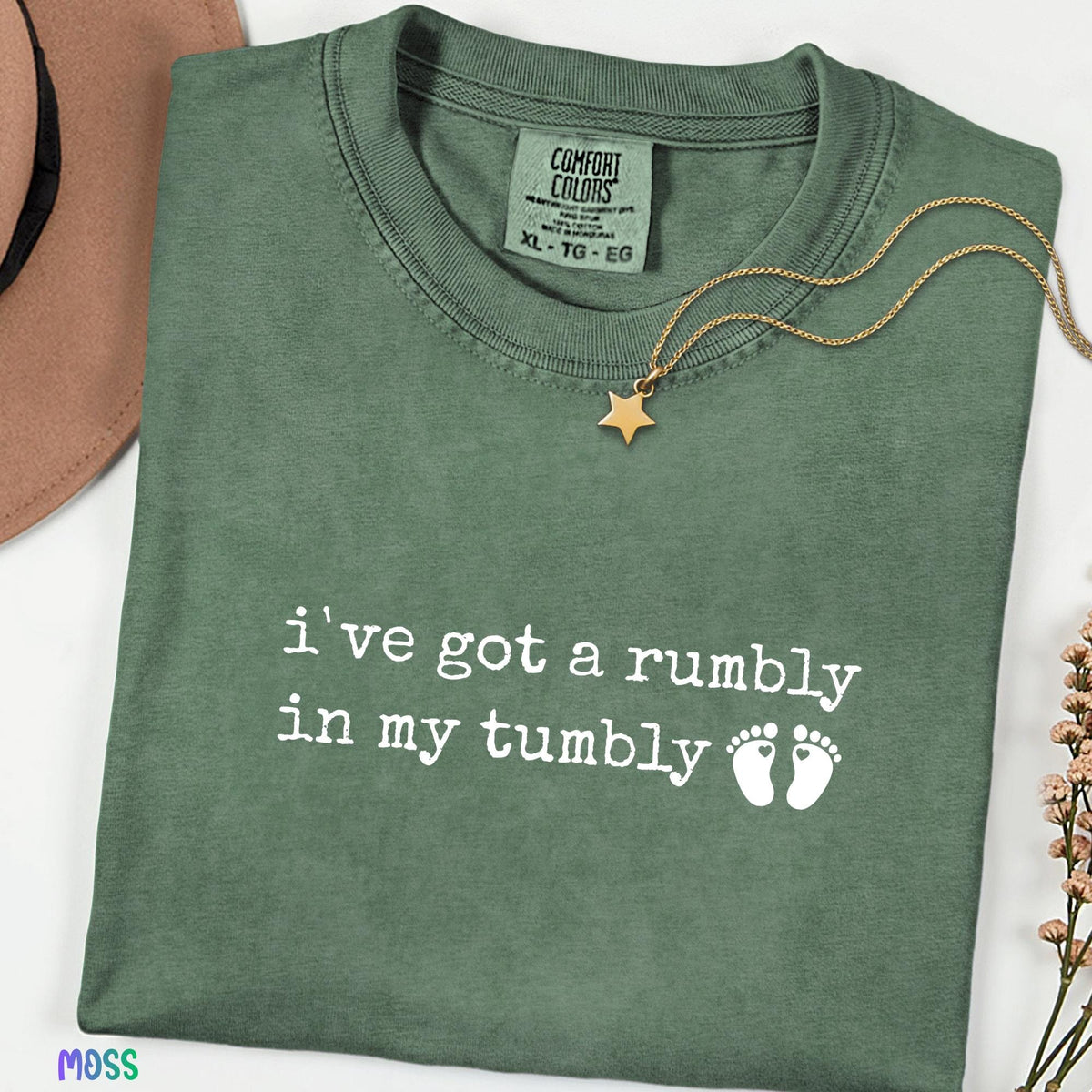 Rumbly In My Comfort Colors® Shirt, Cute Pregnancy Announcement Tee, Mommy To Be Shirt, Funny Expecting Mom Gift, Minimalist Quote Tshirt