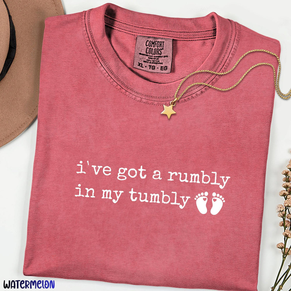 Rumbly In My Comfort Colors® Shirt, Cute Pregnancy Announcement Tee, Mommy To Be Shirt, Funny Expecting Mom Gift, Minimalist Quote Tshirt