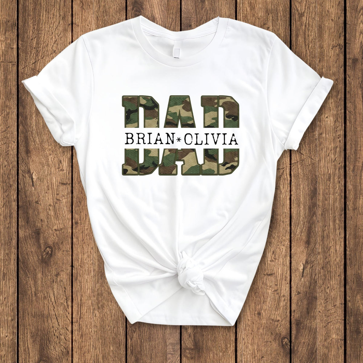 Custom Camo Dad Shirt Fathers Day Gift Funny Dad Grandpa with Kids Name T-Shirt