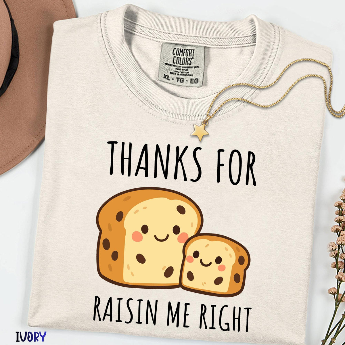 Thanks For Raisin Me Right Comfort Colors® T-Shirt, Funny Mom Pun Shirt, Mother's Day Gift Tee, Raisin Bread Pun, Casual Mom Shirt
