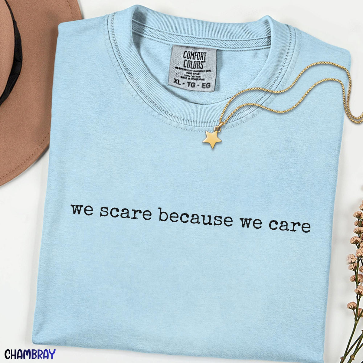We Scare Because We Care Comfort Colors Shirt, Funny Monster Quote Tee, Minimalist Family Vacation T-shirt, Cute Retro Graphic Tee