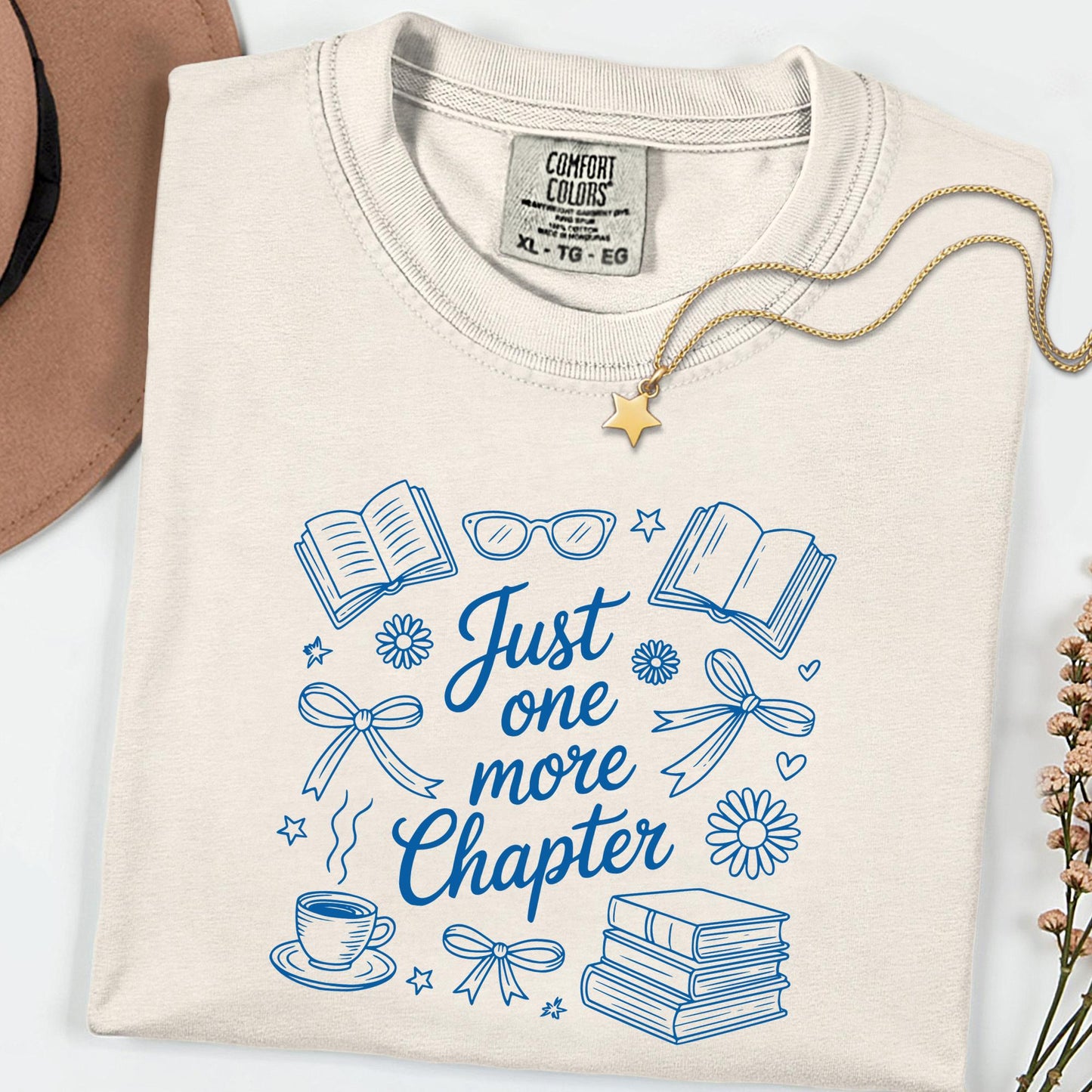 Comfort Colors® Just One More Chapter Shirt, Book Lover Shirt, Books and Coffee Shirt, Summer Bookish Shirt