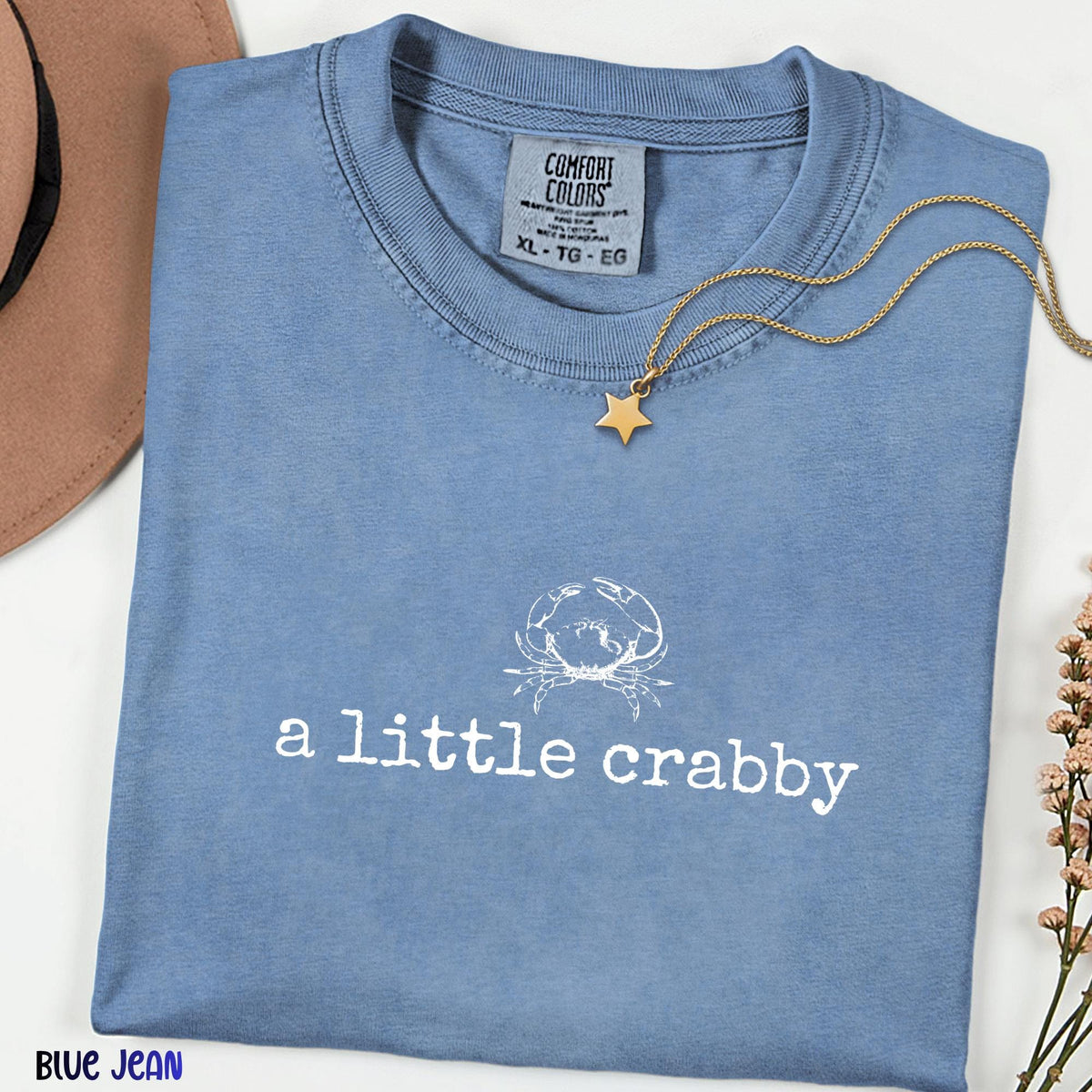 A Little Crabby Comfort Colors Shirt, Funny Coastal Beach Tee, Minimalist Ocean Graphic, Summer Vacation Outfit, Crab Lover Gift
