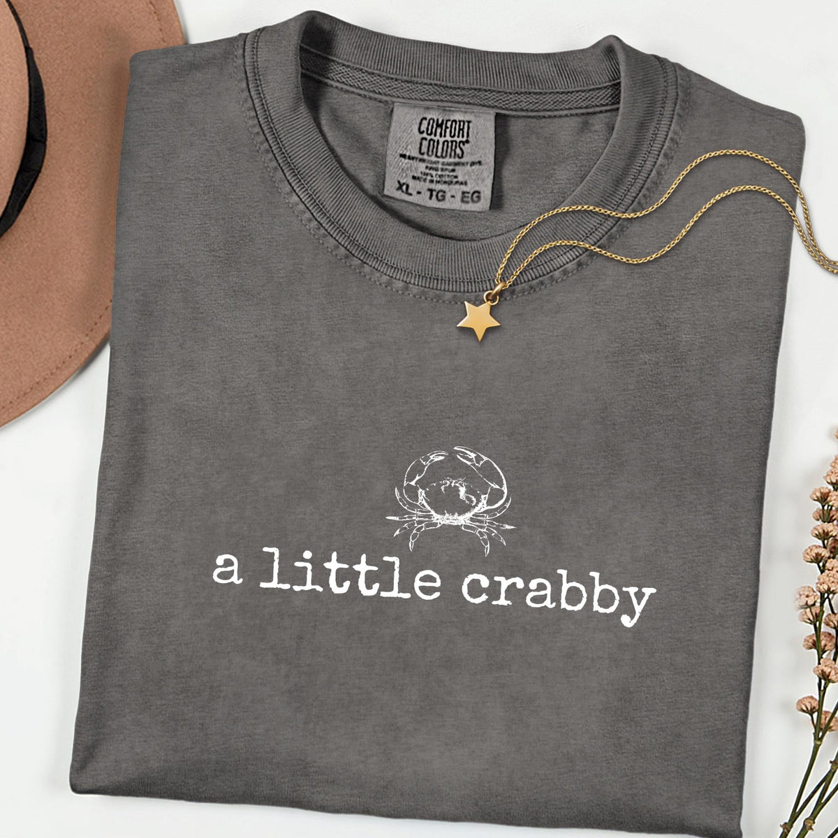 A Little Crabby Comfort Colors Shirt, Funny Coastal Beach Tee, Minimalist Ocean Graphic, Summer Vacation Outfit, Crab Lover Gift