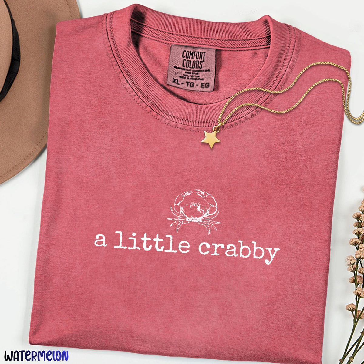 A Little Crabby Comfort Colors Shirt, Funny Coastal Beach Tee, Minimalist Ocean Graphic, Summer Vacation Outfit, Crab Lover Gift