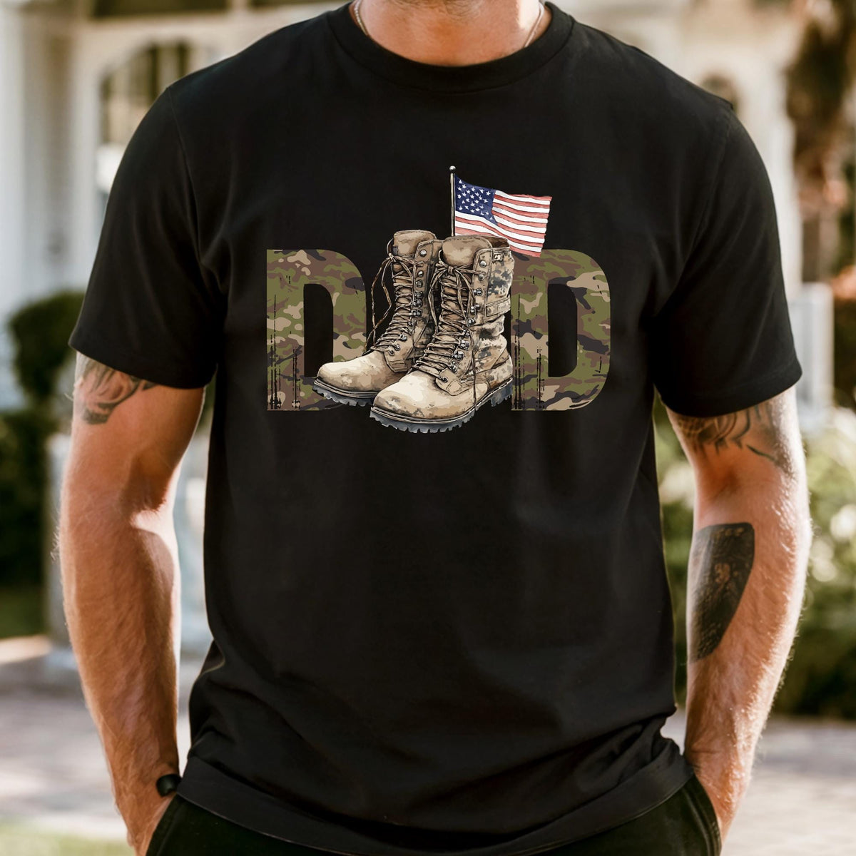Custom Camo Dad Shirt, Comfort Colors Military Dad Shirt Fathers Day Gift Independence Day Tee