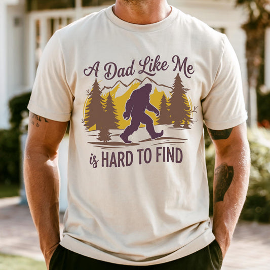 Funny Bigfoot Dad Shirt, Retro Fathers Day Gift Tee, A Dad Like Me Is Hard To Find Gift for Cool Dad