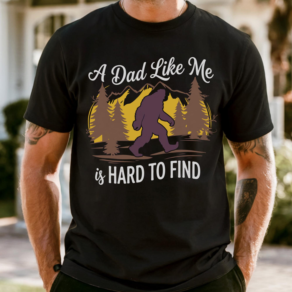 Funny Bigfoot Dad Shirt, Retro Fathers Day Gift Tee, A Dad Like Me Is Hard To Find Gift for Cool Dad