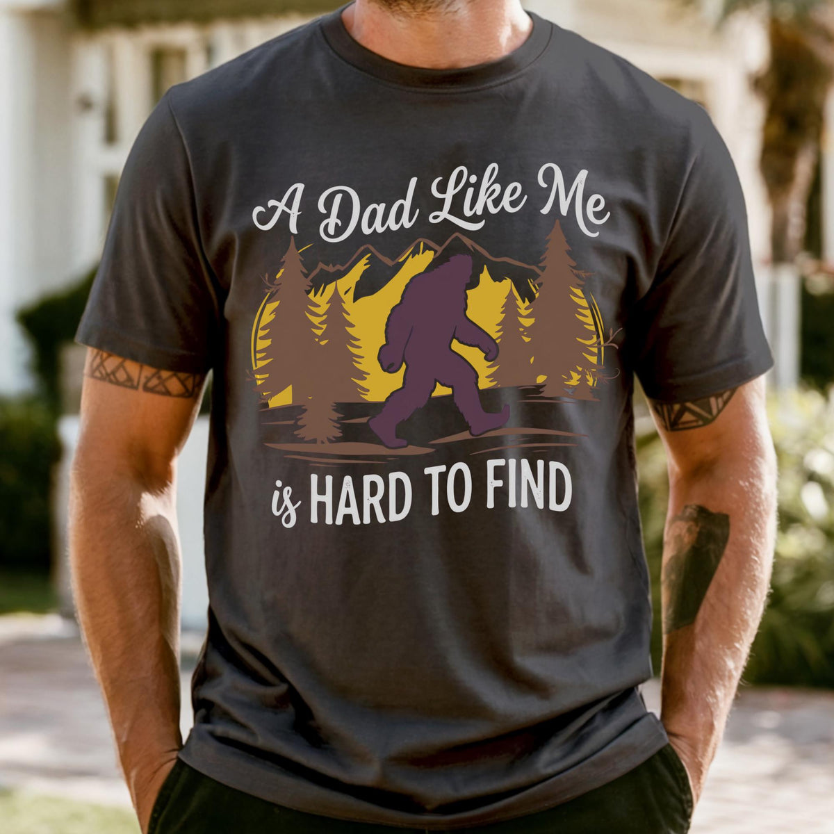 Funny Bigfoot Dad Shirt, Retro Fathers Day Gift Tee, A Dad Like Me Is Hard To Find Gift for Cool Dad