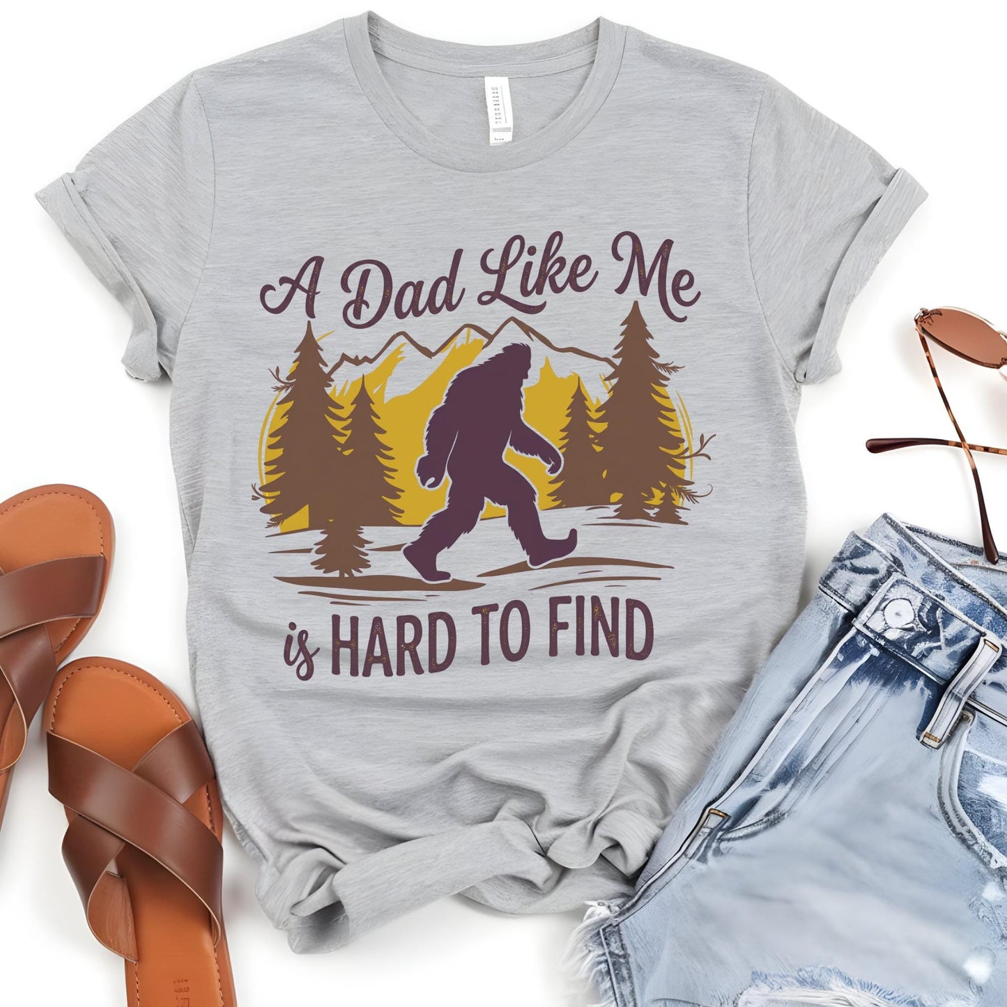Funny Bigfoot Dad Shirt | Retro Fathers Day Gift Tee, A Dad Like Me Is Hard To Find Daddy Tee