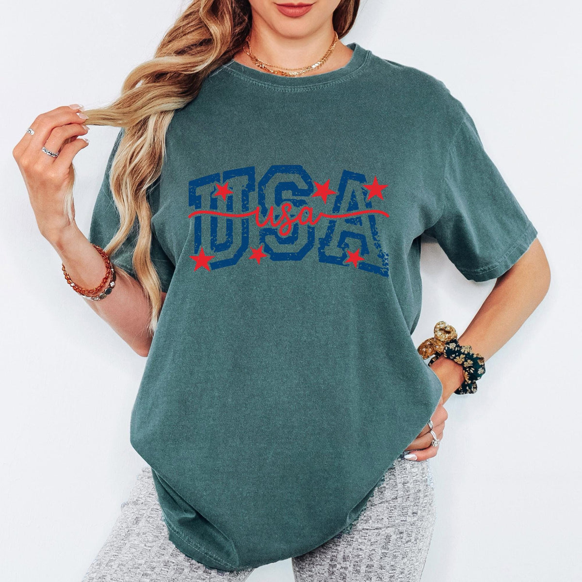 USA Shirt, Comfort Colors 90s Retro USA Shirts for Women Men Distressed Design Tee