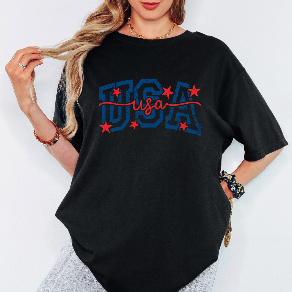 USA Shirt, Comfort Colors 90s Retro USA Shirts for Women Men Distressed Design Tee