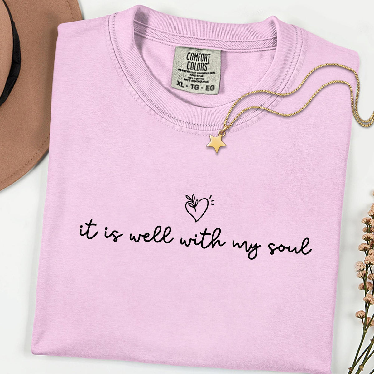 It Is Well With My Soul Comfort Colors® Tee, Christian Shirt for Women, Faith Based Church Outfit, Minimalist Religious Graphic Tee