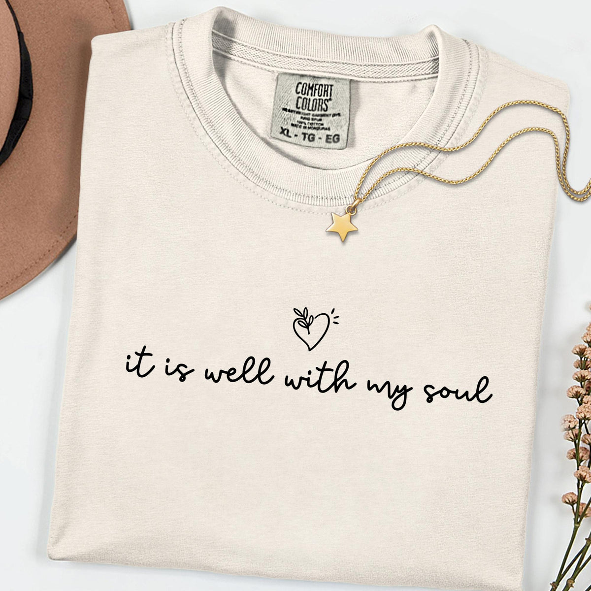 It Is Well With My Soul Comfort Colors® Tee, Christian Shirt for Women, Faith Based Church Outfit, Minimalist Religious Graphic Tee
