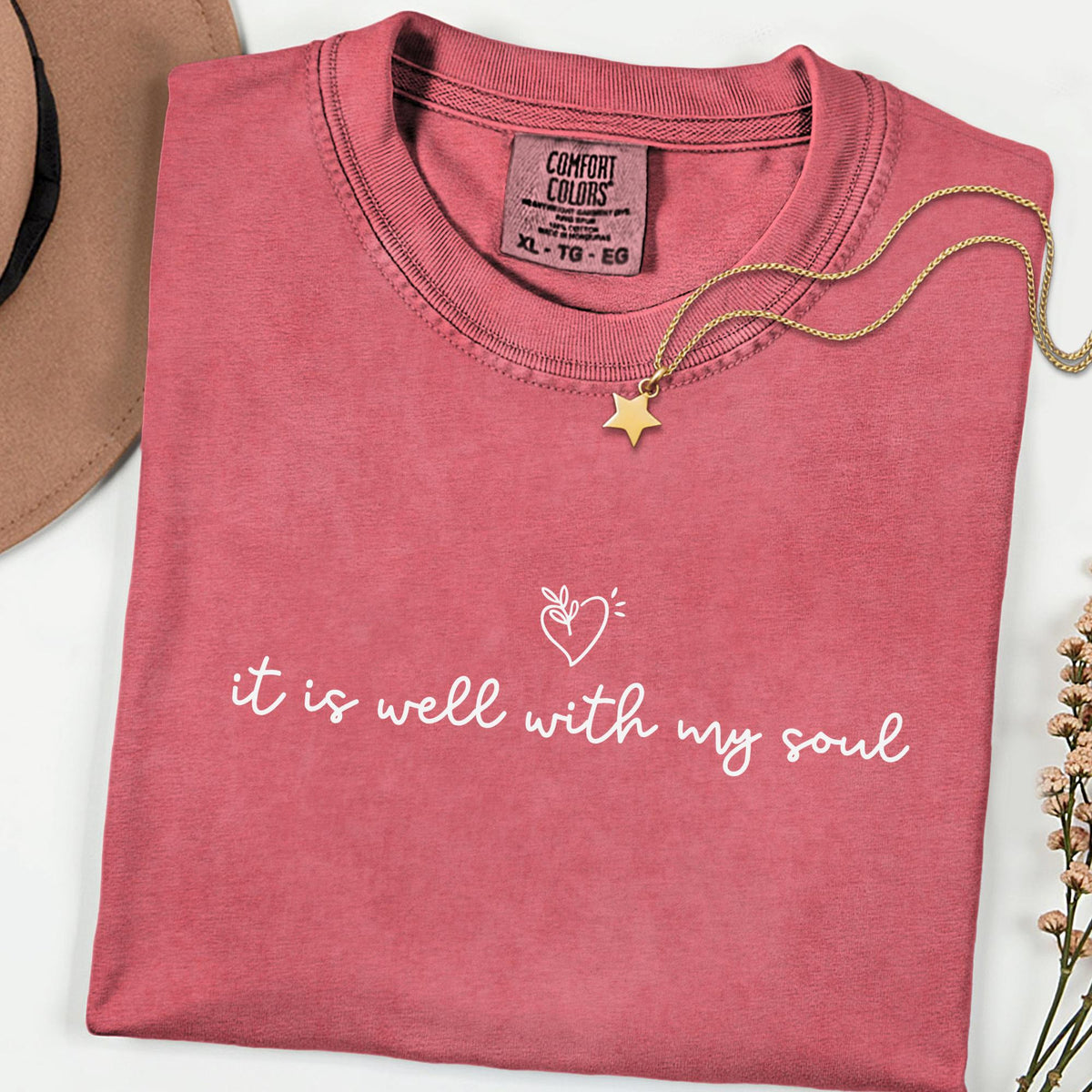 It Is Well With My Soul Comfort Colors® Tee, Christian Shirt for Women, Faith Based Church Outfit, Minimalist Religious Graphic Tee
