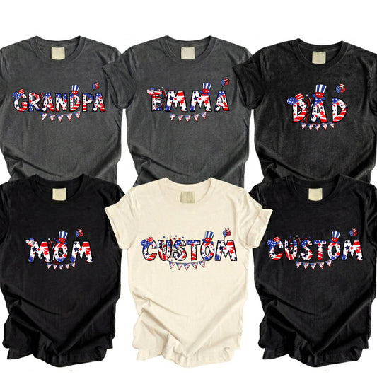 Comfort Colors® Personalized 4th Of July Shirt, Family Matching Tee, Celebration Shirt, USA Shirt, Patriotic Custom Name Shirt, Kids Tees