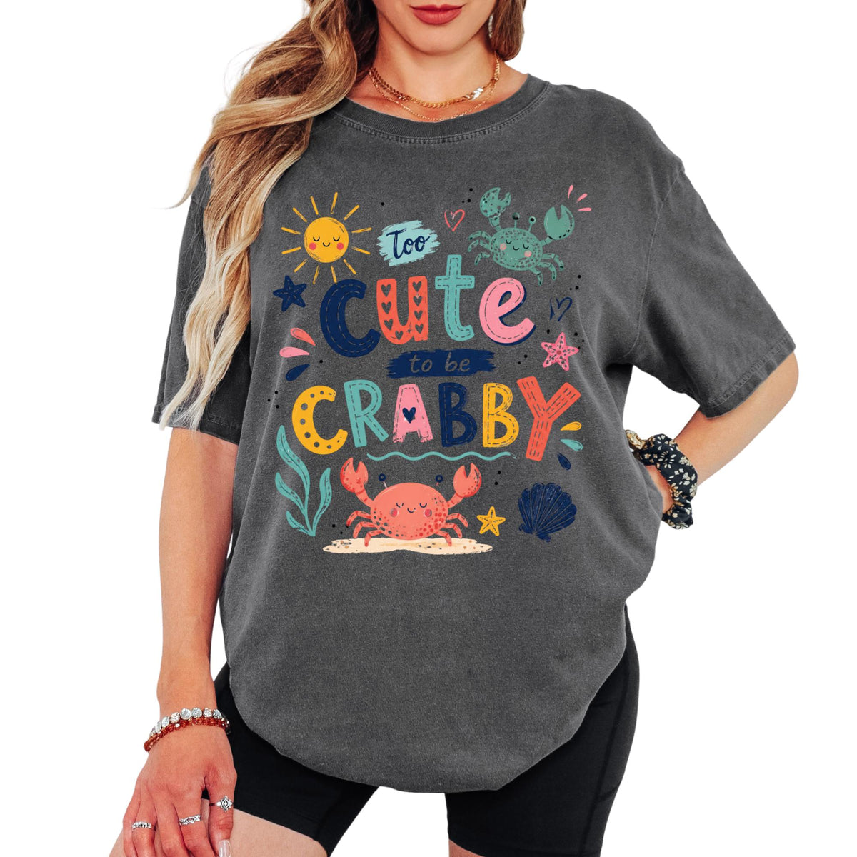 Comfort Colors® Too Cute to Be Crabby T-Shirt, Summer Shirt, Gift For Women, Beach Shirt, Summer Women Shirt