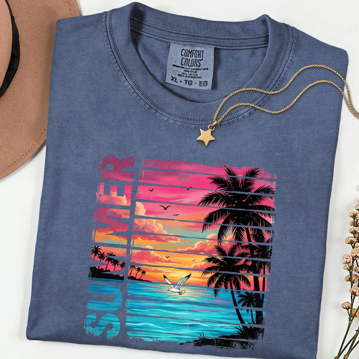 Comfort Colors® Summer Beach T-Shirt, Palm Shirt, Gift For Women, Beach Shirt, Summer Women Shirt