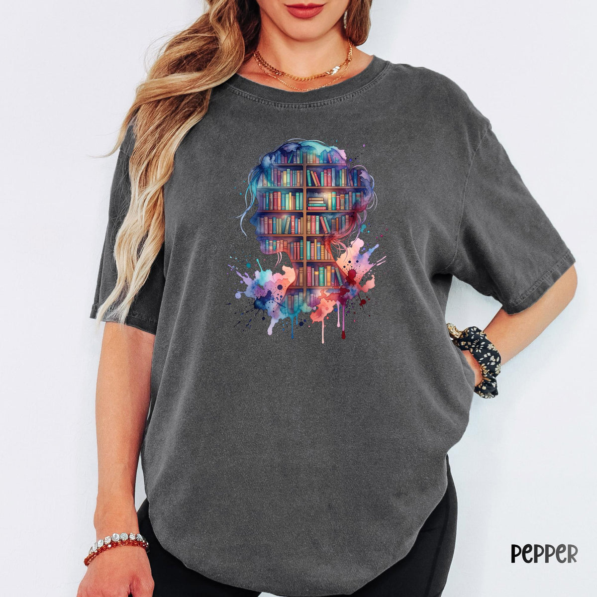 Book Lover  Comfort Colors® Shirt, Watercolor Library Graphic Tee, Reading Girl Tshirt, Bookish Aesthetic Shirt, Reader Gift for Her