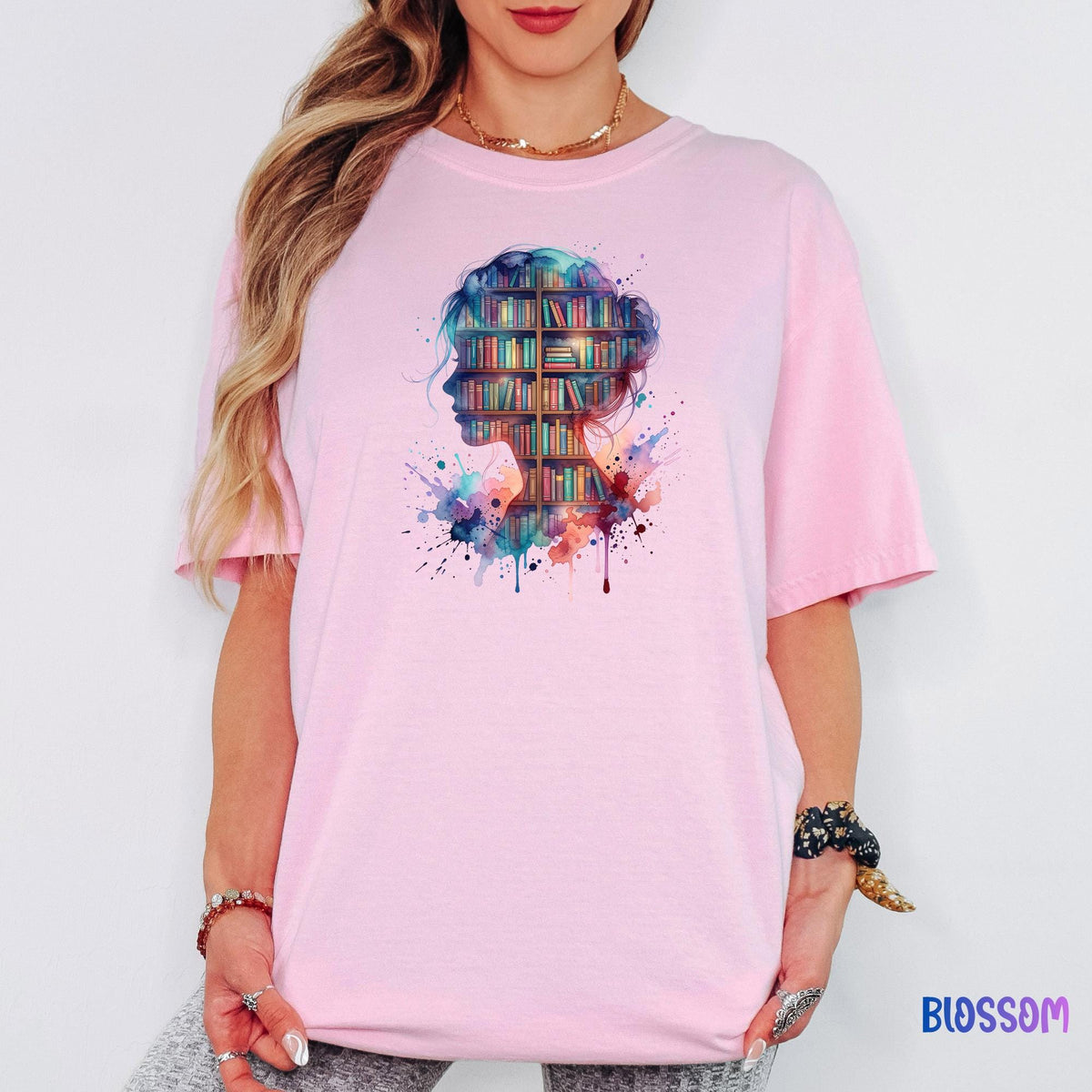 Book Lover  Comfort Colors® Shirt, Watercolor Library Graphic Tee, Reading Girl Tshirt, Bookish Aesthetic Shirt, Reader Gift for Her