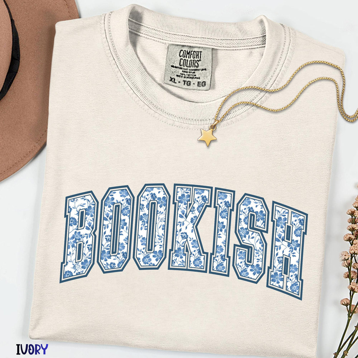 Bookish Floral Comfort Colors® Shirt, Retro Reader Tee, Cozy Book Lover Gift, Librarian Graphic Shirt, Vintage Reading Tshirt