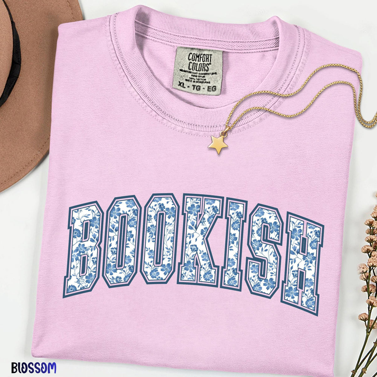 Bookish Floral Comfort Colors® Shirt, Retro Reader Tee, Cozy Book Lover Gift, Librarian Graphic Shirt, Vintage Reading Tshirt