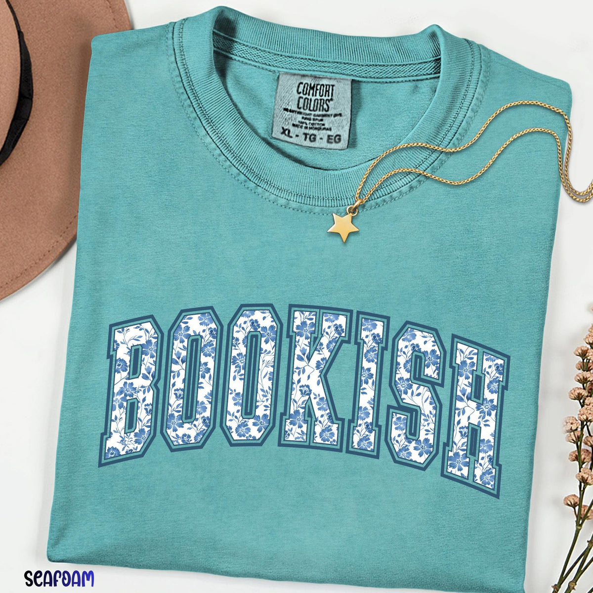 Bookish Floral Comfort Colors® Shirt, Retro Reader Tee, Cozy Book Lover Gift, Librarian Graphic Shirt, Vintage Reading Tshirt