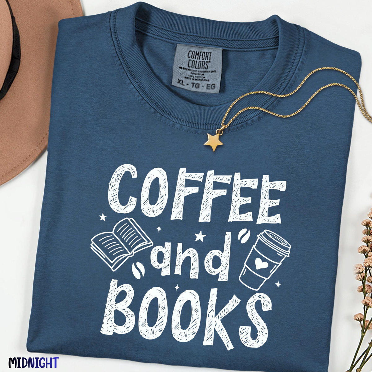 Coffee and Books Comfort Colors® Shirt, Cozy Reader Tee, Retro Book Club Tshirt, Cute Librarian Gift, Bookworm Shirt