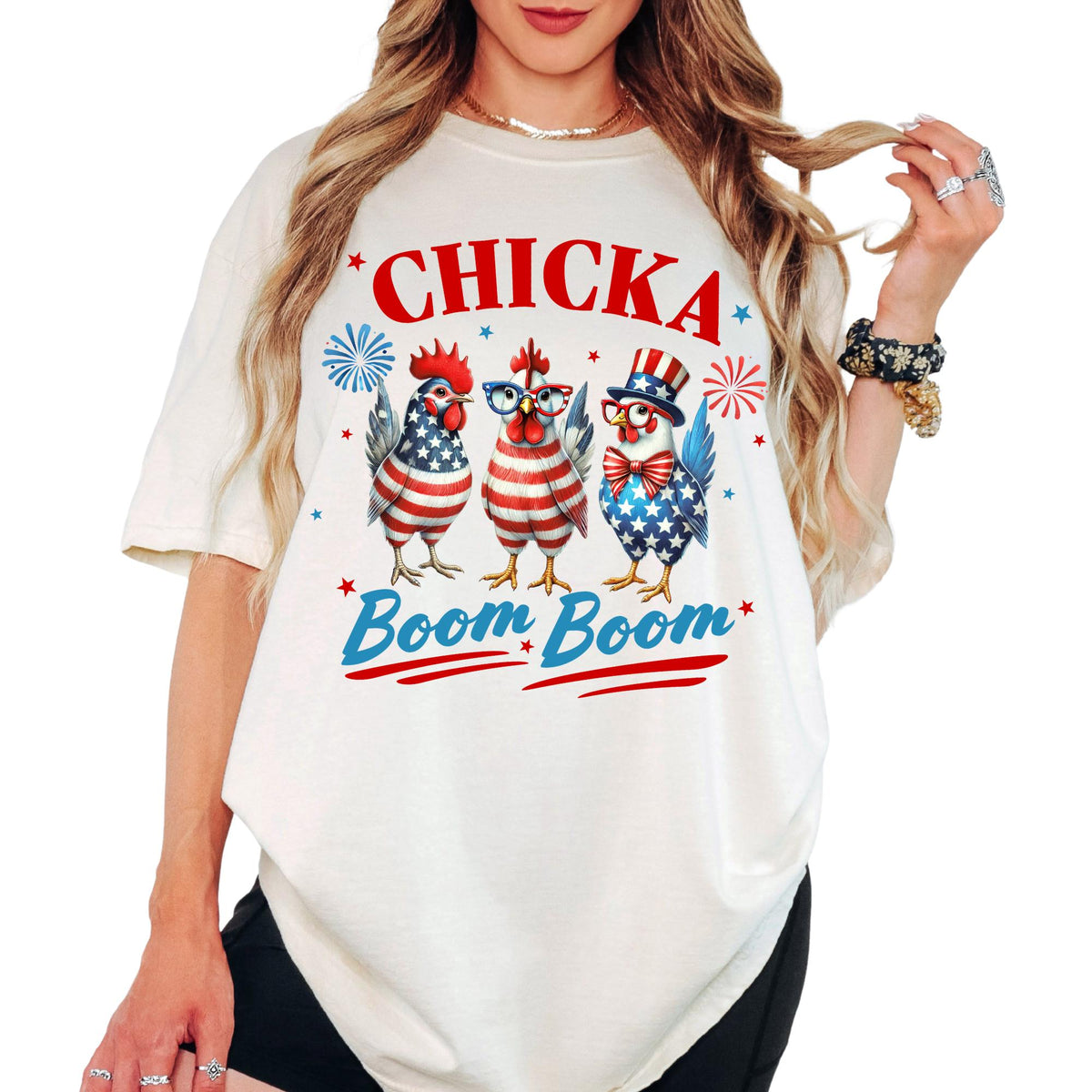 Comfort Colors® Chicka Boom Boom 4th of July Shirt, Vintage Patriotic Shirt, Retro Independence Day Tee