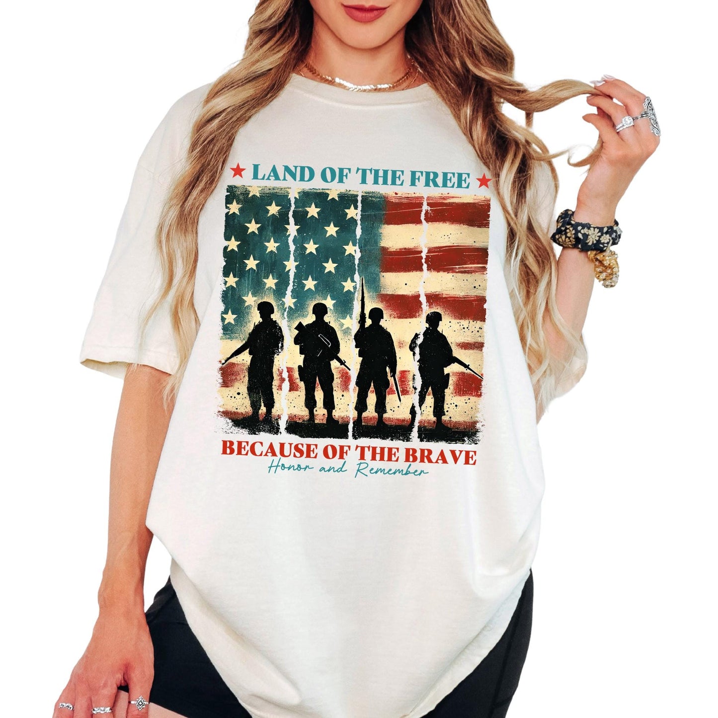 Comfort Colors® Land of The Free Because of The Brave 4th of July Shirt, Vintage Patriotic Shirt, Retro Independence Day Tee