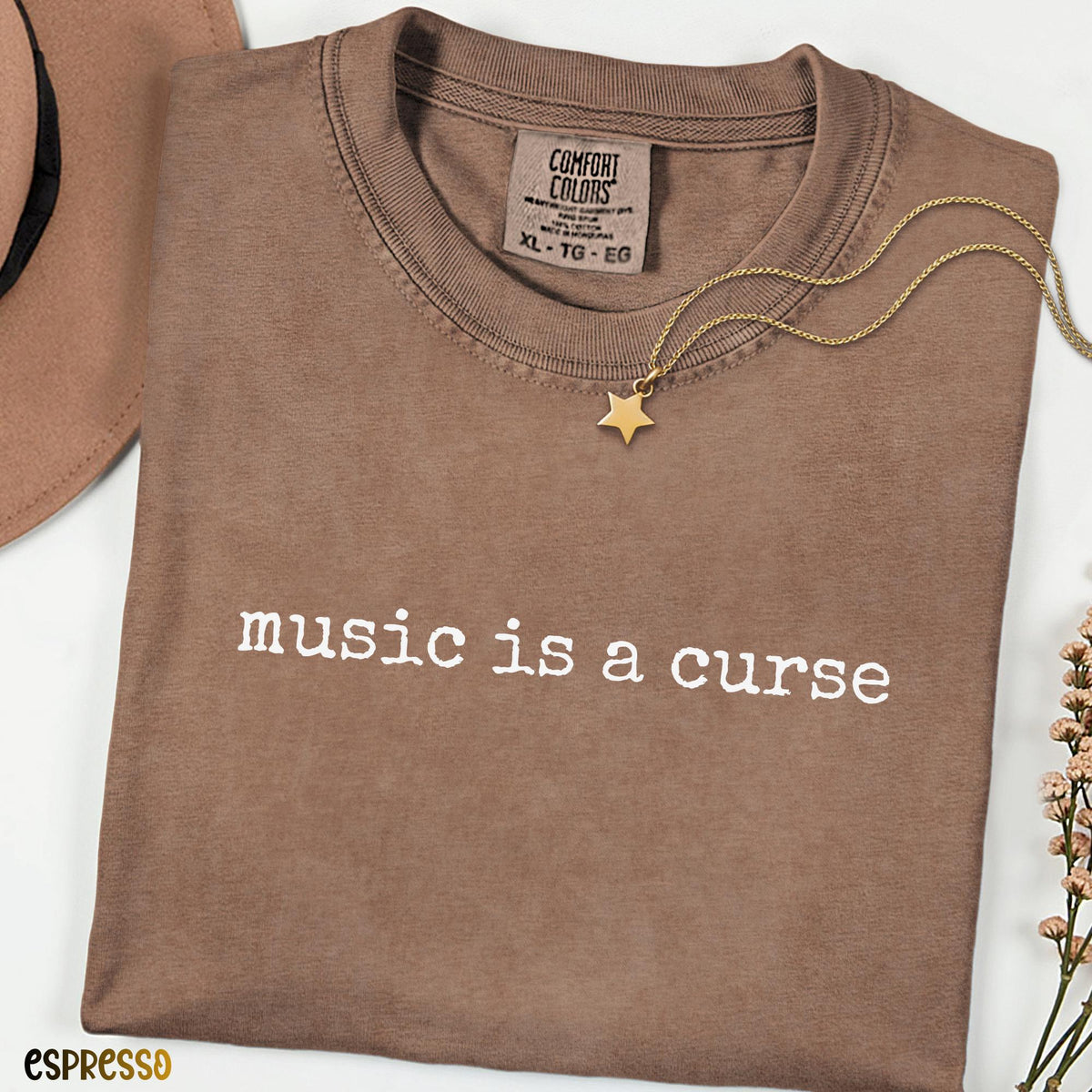 Music Is A Curse Comfort Colors® Tee, Minimalist Quote Shirt, Music Lover Tee, Retro Graphic Tee, Vintage Aesthetic Unisex Top