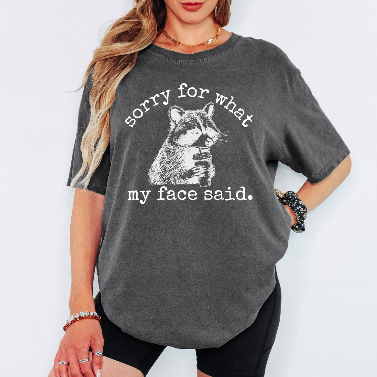 Sorry For What My Face Said Shirt, Comfort Colors® Raccoon Meme Shirt 90s Vintage Funnny Shirt
