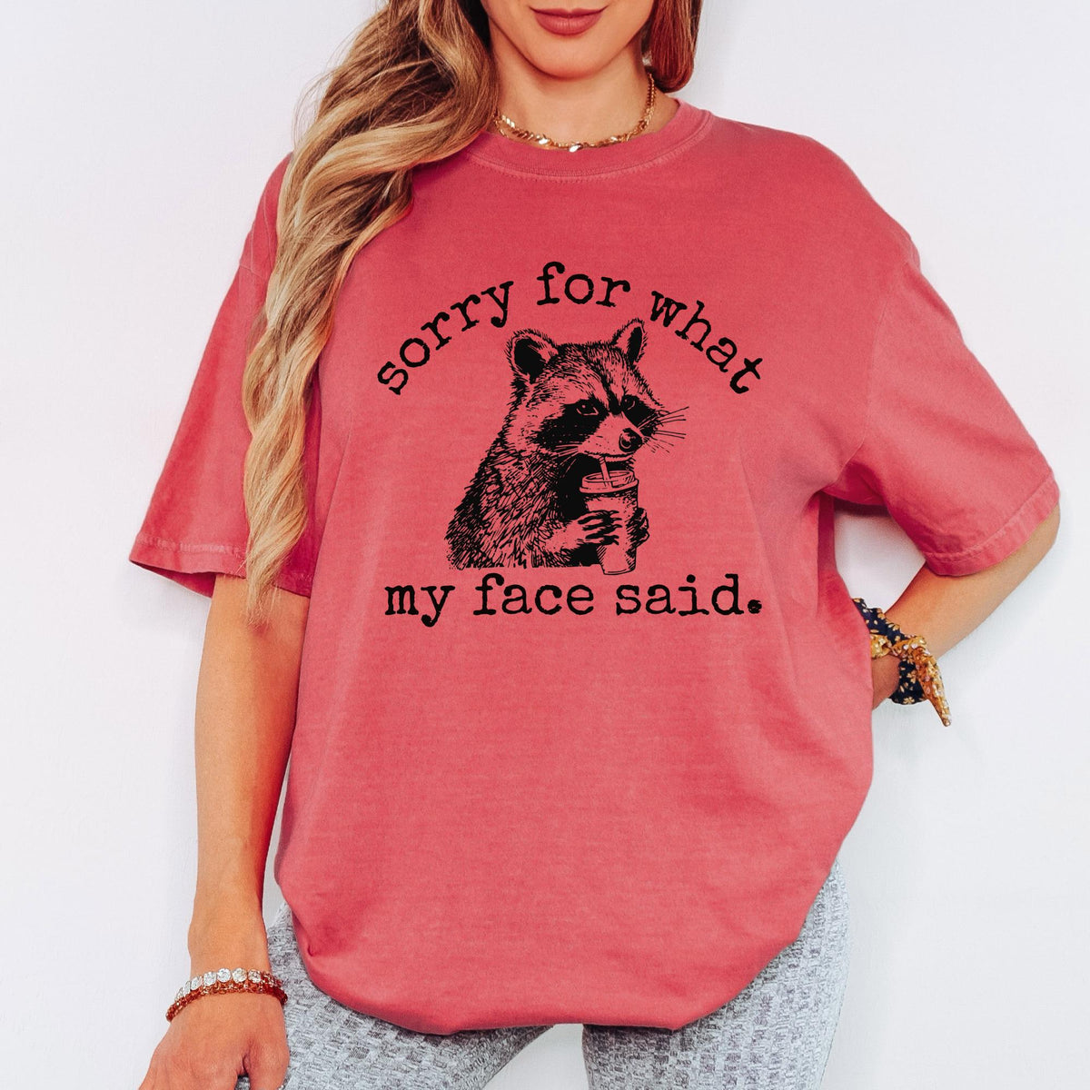 Sorry For What My Face Said Shirt, Comfort Colors® Raccoon Meme Shirt 90s Vintage Funnny Shirt