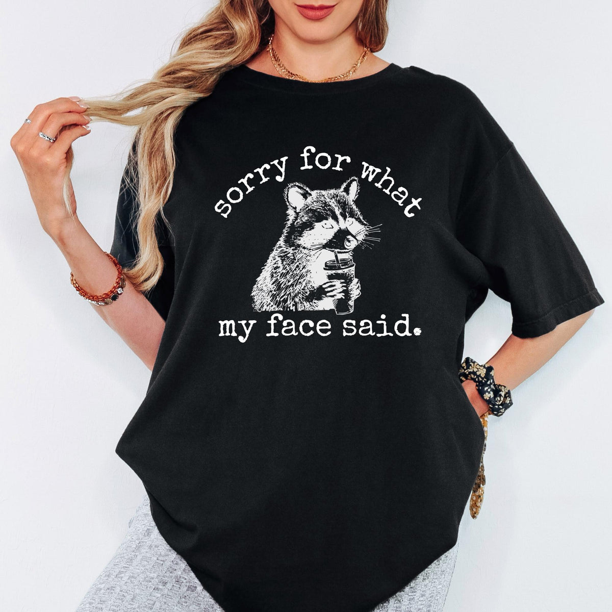 Sorry For What My Face Said Shirt, Comfort Colors® Raccoon Meme Shirt 90s Vintage Funnny Shirt