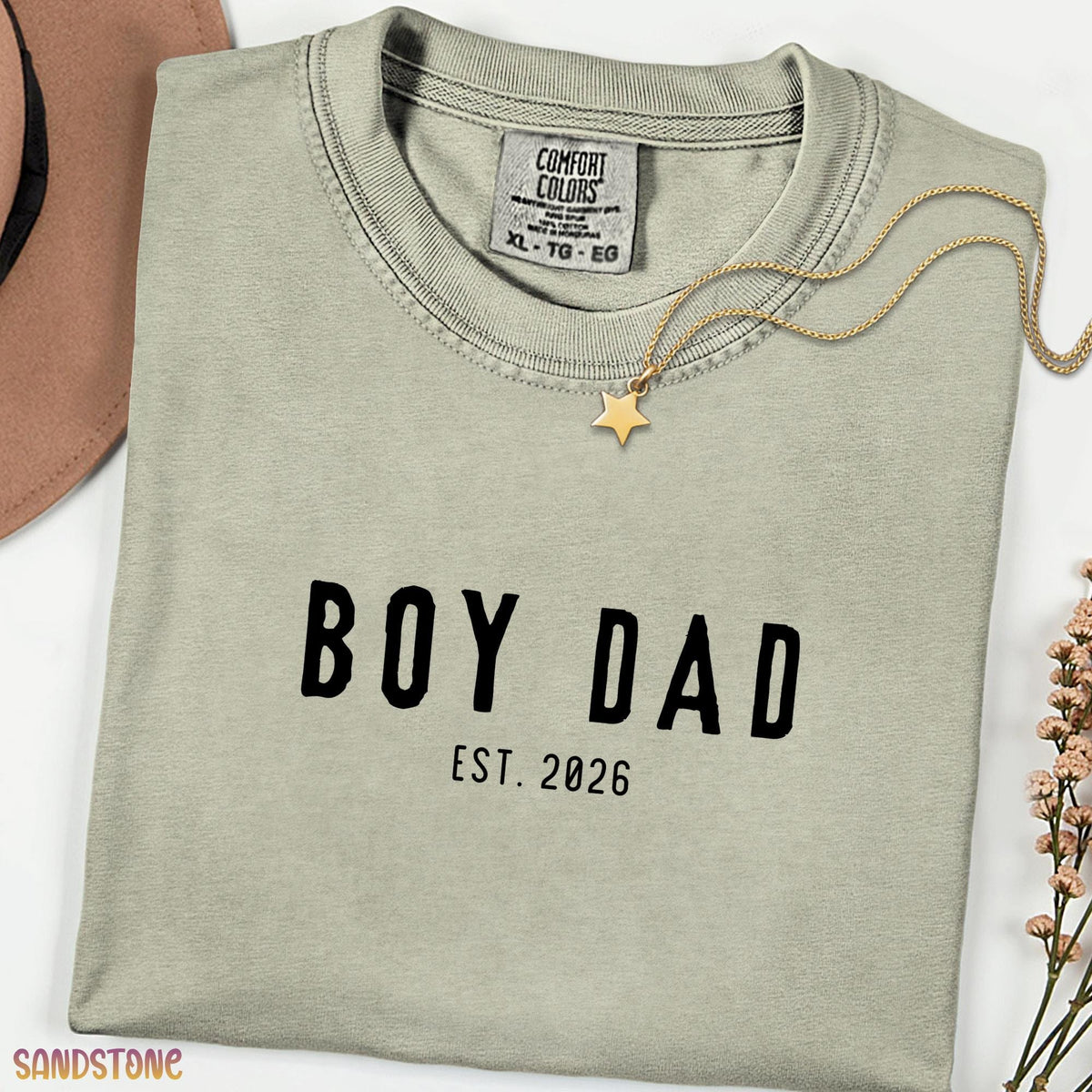 Custom Boy Dad Shirt, Comfort Colors® Boy Dad Tee, Minimalist Father Apparel, Custom EST Gift, New Dad Announcement