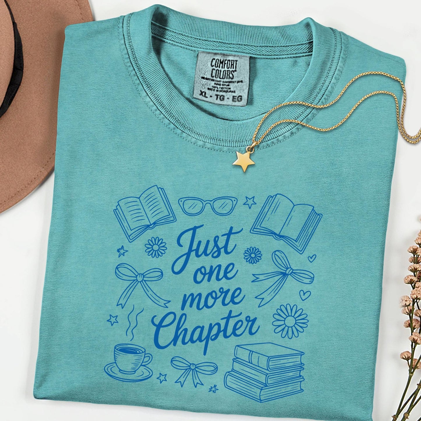Comfort Colors® Just One More Chapter Shirt, Book Lover Shirt, Books and Coffee Shirt, Summer Bookish Shirt