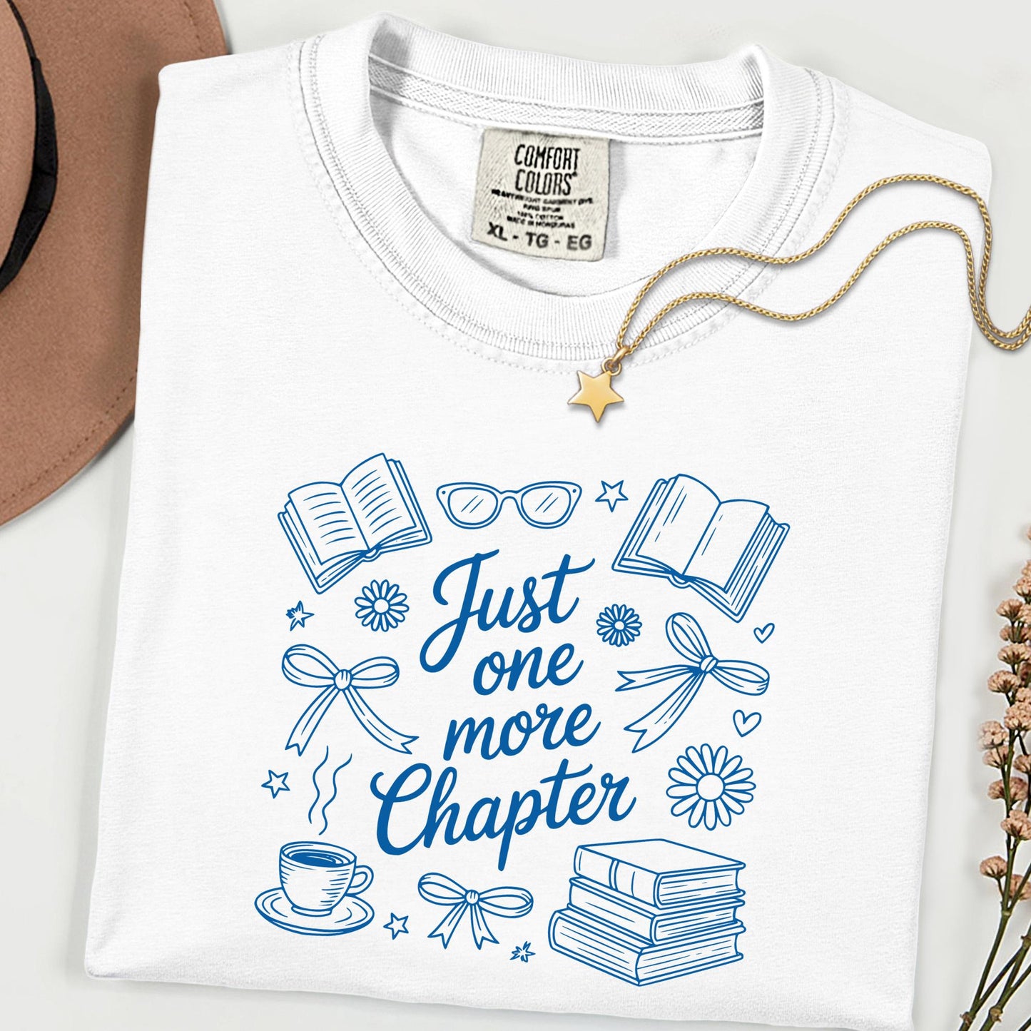 Comfort Colors® Just One More Chapter Shirt, Book Lover Shirt, Books and Coffee Shirt, Summer Bookish Shirt